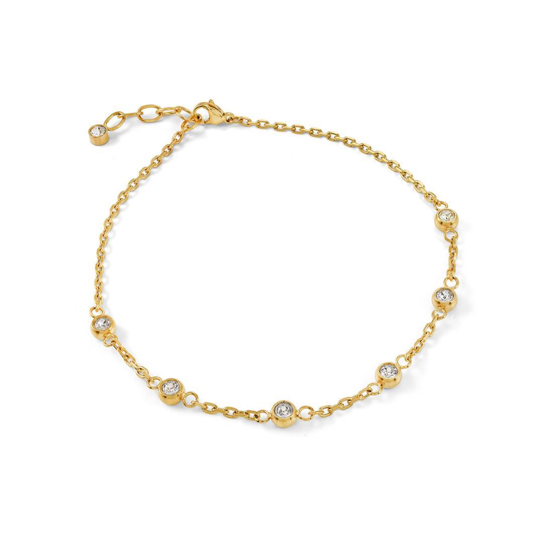 WHITE-CZ STATION ANKLET