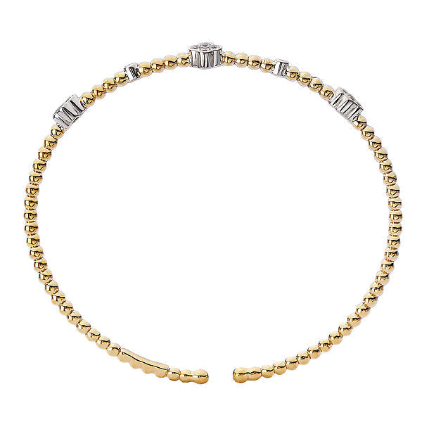 Two-Toned Floral Designed Diamond Cuff Bracelet
