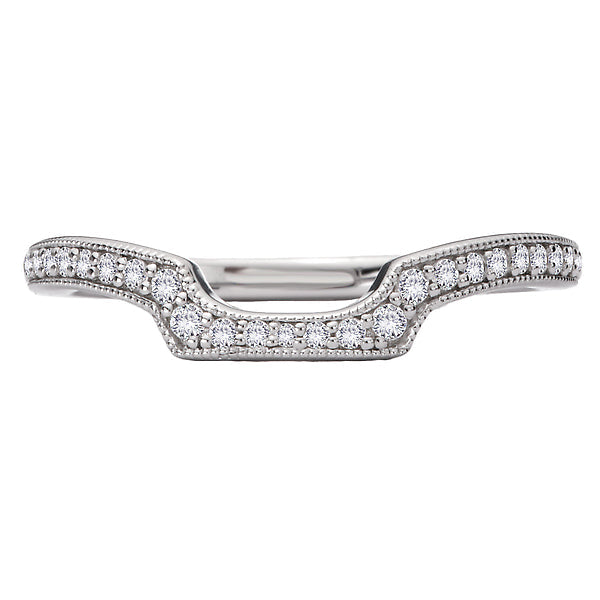 Diamond and Milgrain Detail Curved Wedding Band