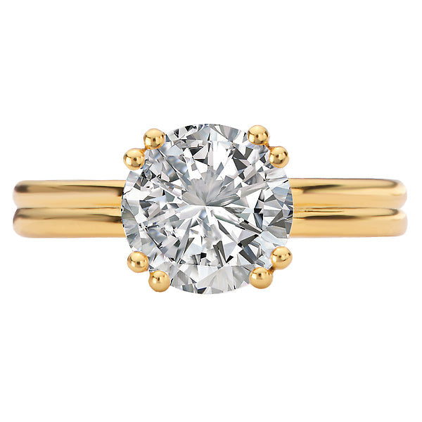 Double Ring Band and Double Prong Diamond Engagement Rin