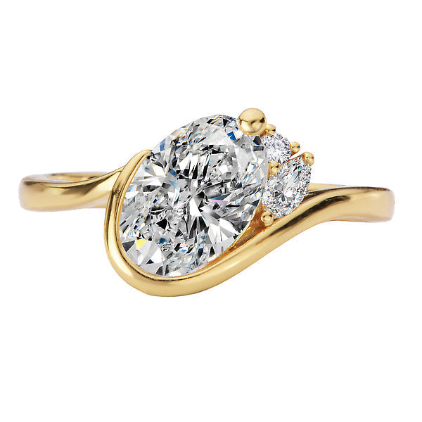 Wave Designed Semi-Mount Diamond Engagement Ring