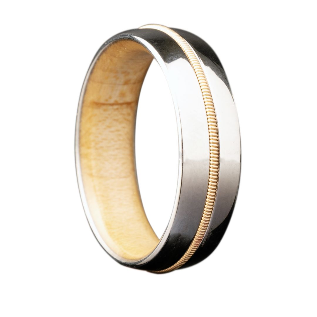 Cobalt Guitar String Ring with Ash Wood Finish