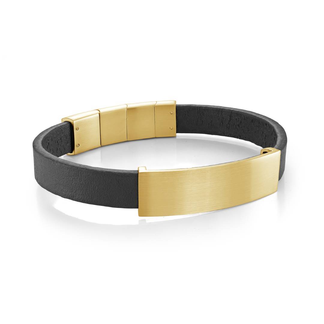 10MM LEATHER ID-PLATE BRACELET