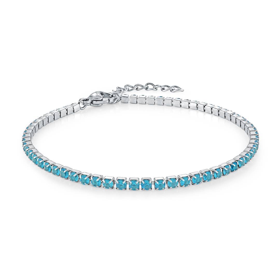 2MM COLOR-CZ TENNIS ANKLET