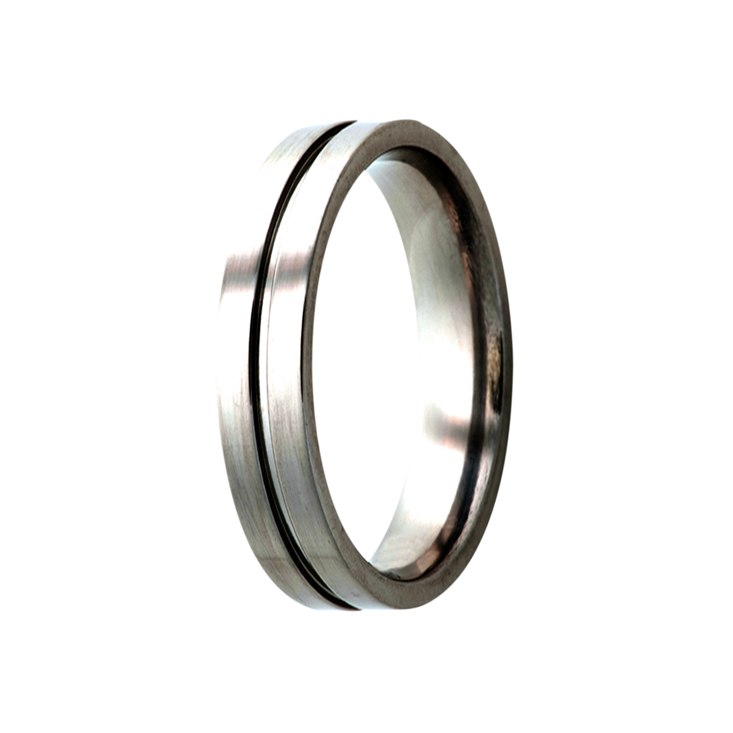 Titanium Comfort Fit Polished Ring with Center Groove