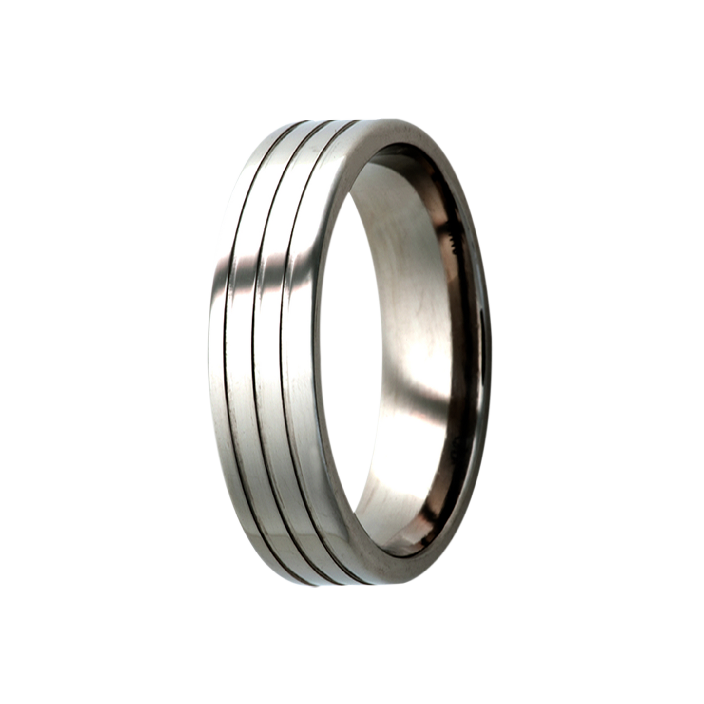 Titanium Comfort Fit Polished Ring with 3 Grooves