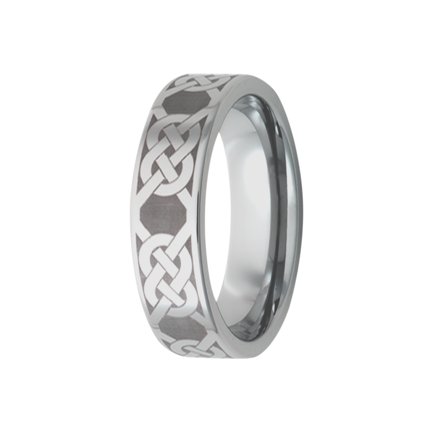 Tungsten Comfort Fit Ring with Celtic Knot