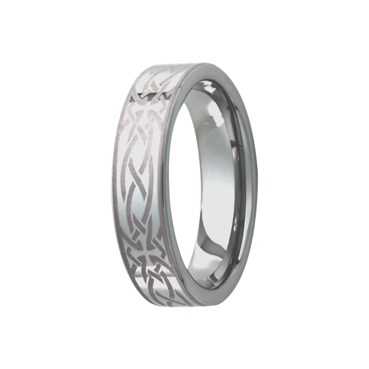 Tungsten Comfort Fit Ring with Celtic Cross