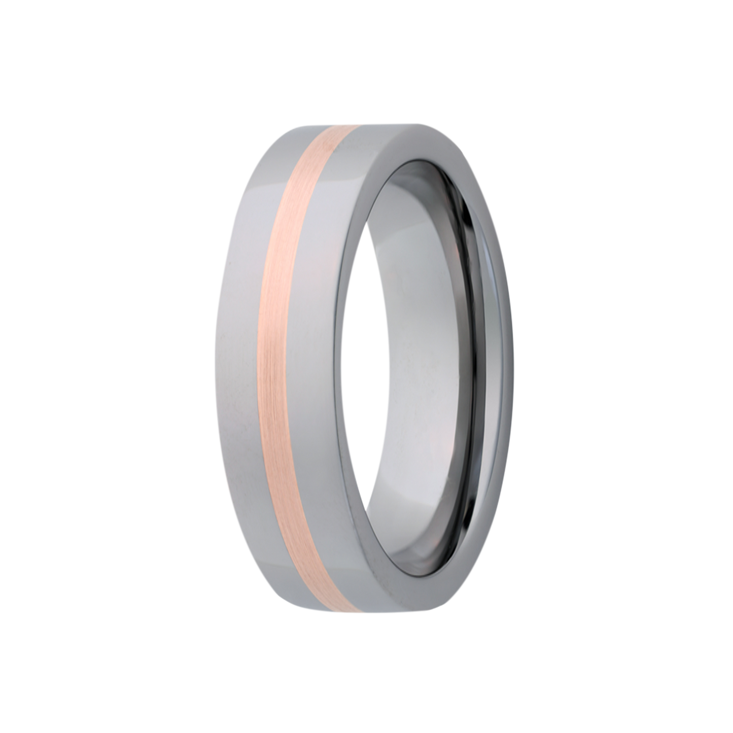 Tungsten Rose Gold Flat Comfort Fit Polished Ring