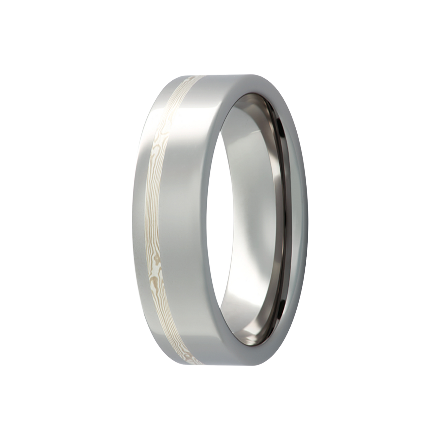 Tungsten Mokume Inlay Ring - Polished Finish