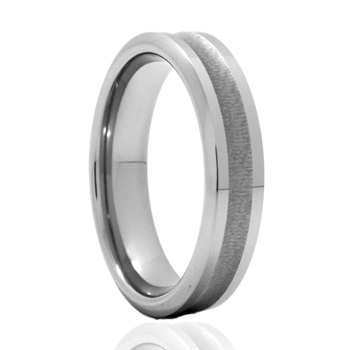 Tungsten Concave Textured Ring - Polished Finish