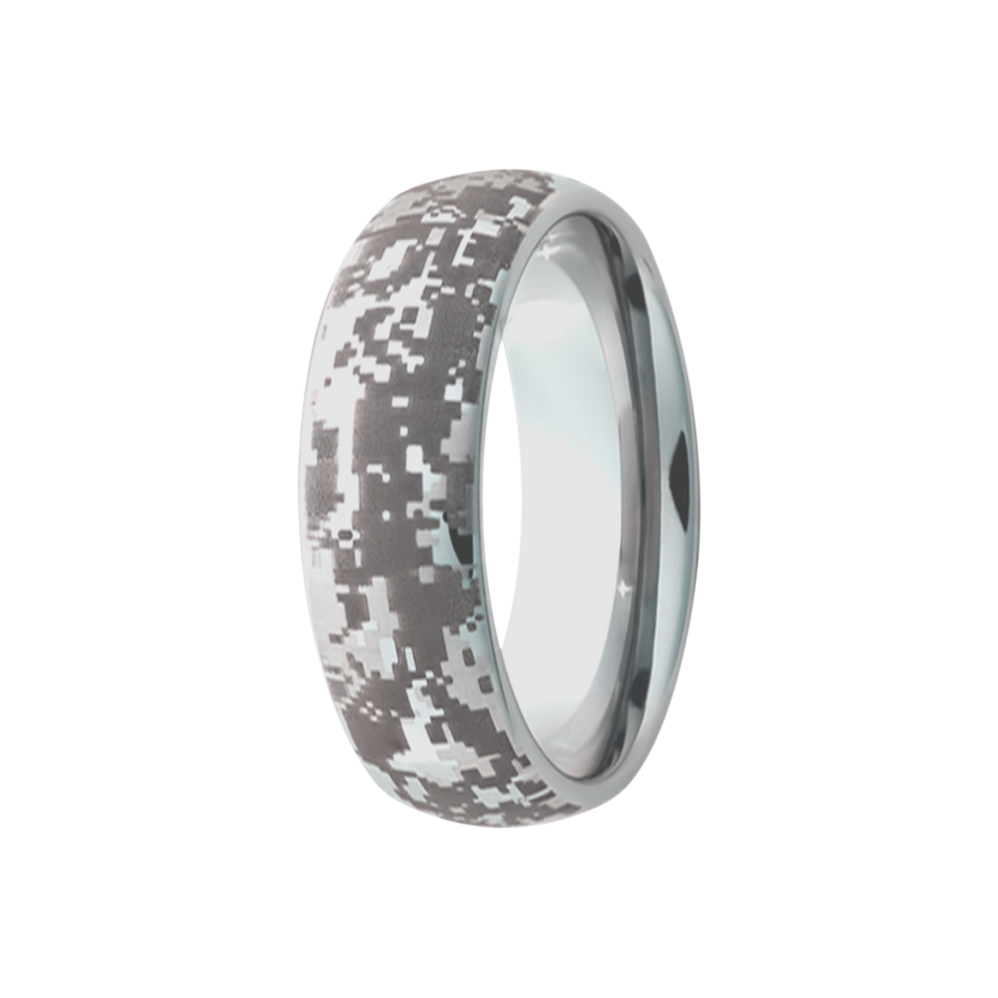Tungsten Dome Ring Polished Exterior Digital Camo