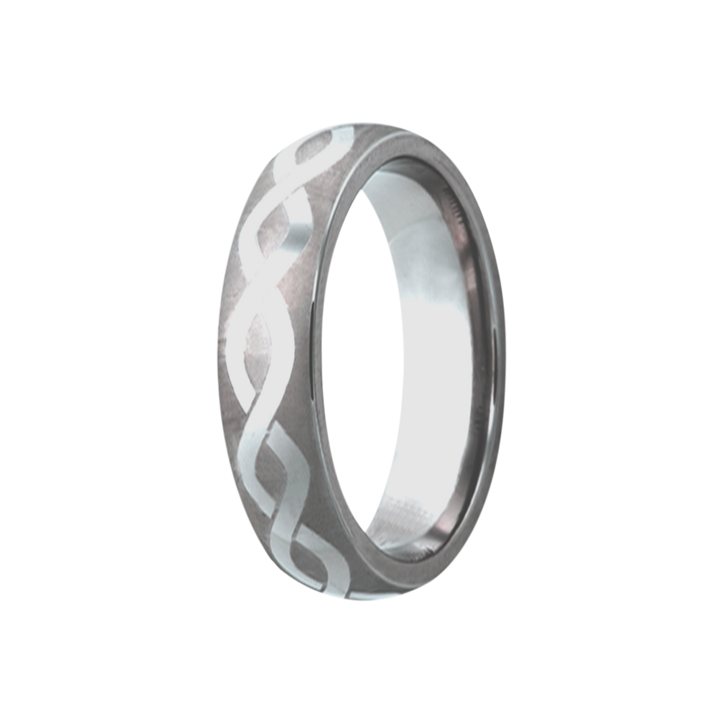 Tungsten Dome Polished Ring with Infinity Engraving