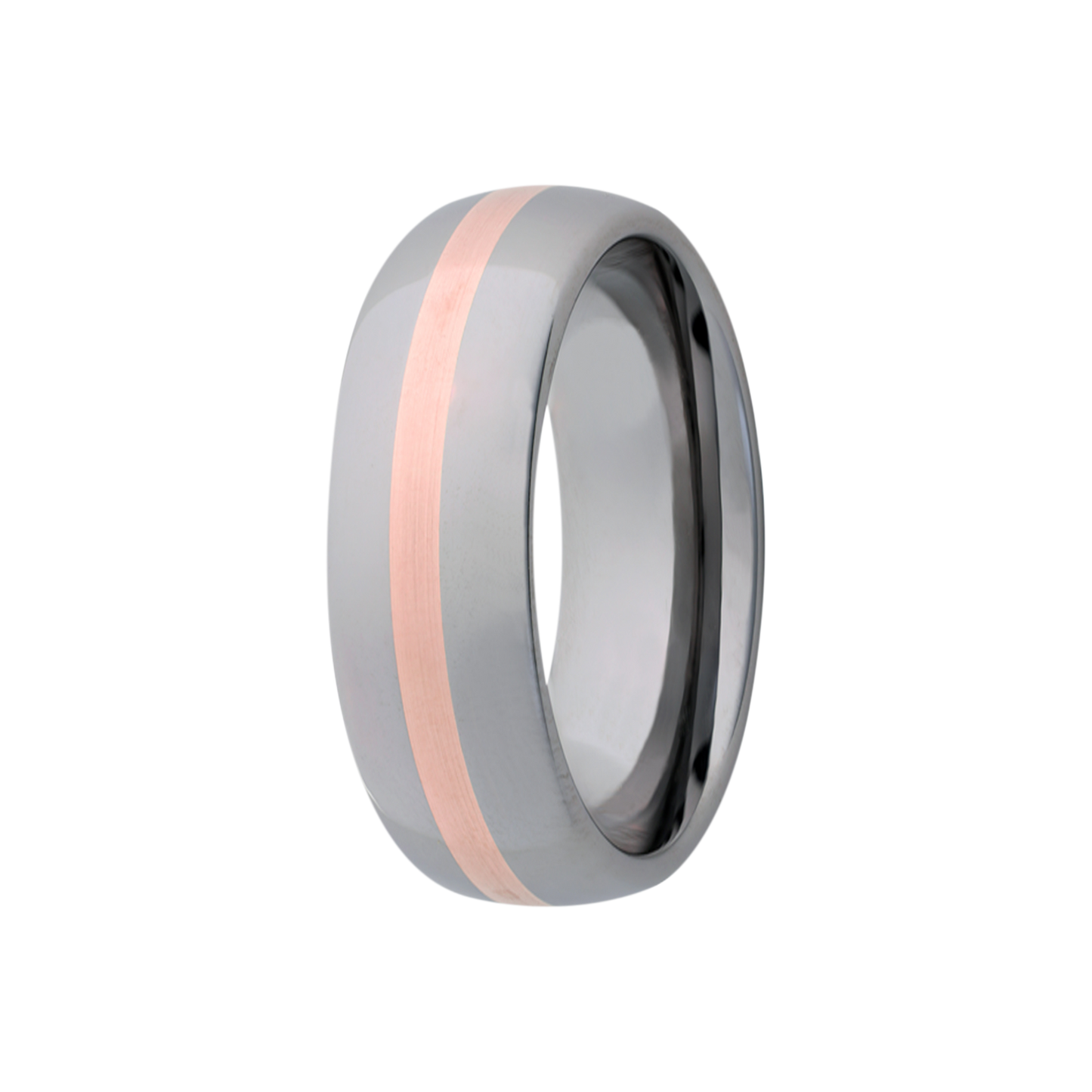 Tungsten Rose Gold Dome Comfort Fit Polished