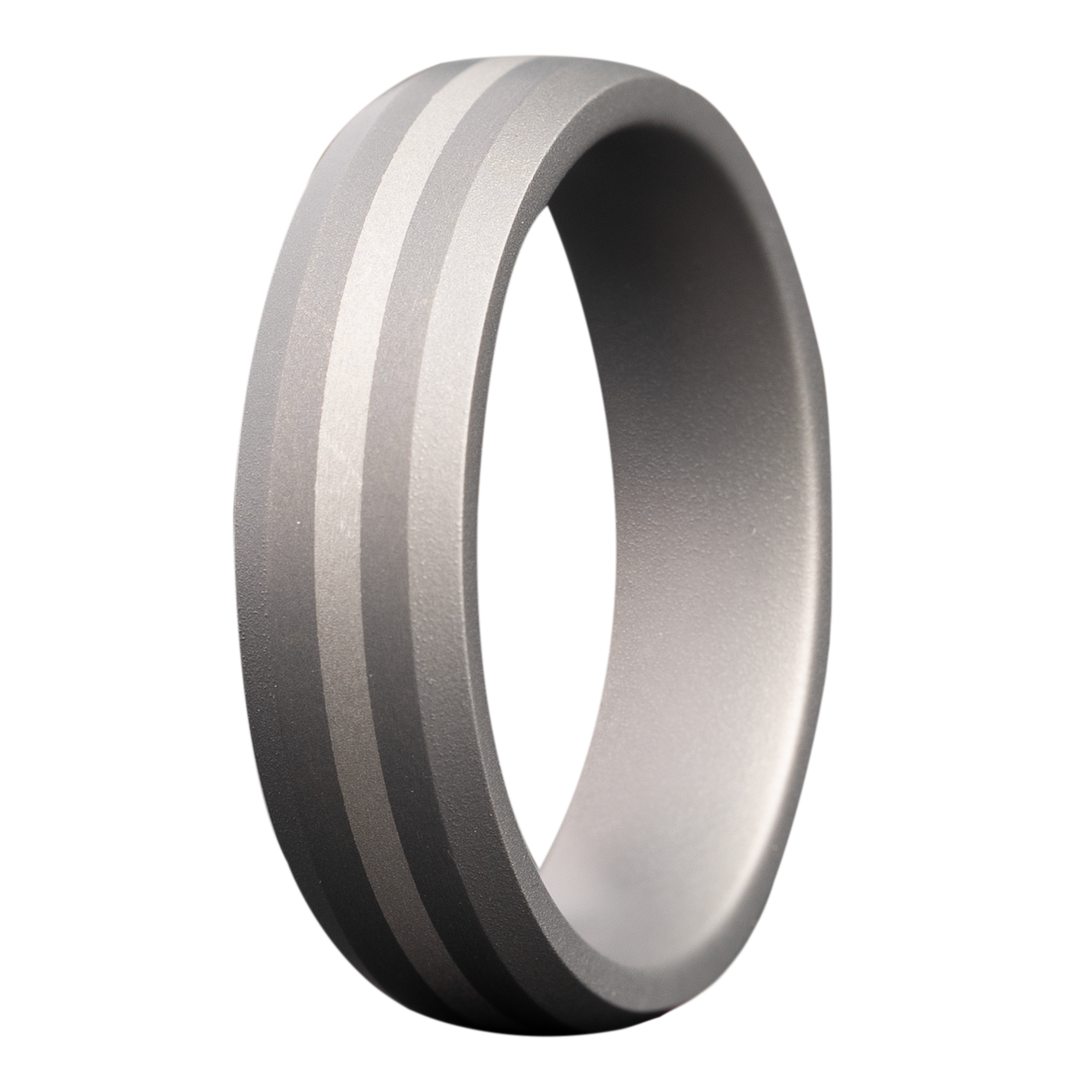 Tungsten Comfort Fit Ring with Platinum Inlay