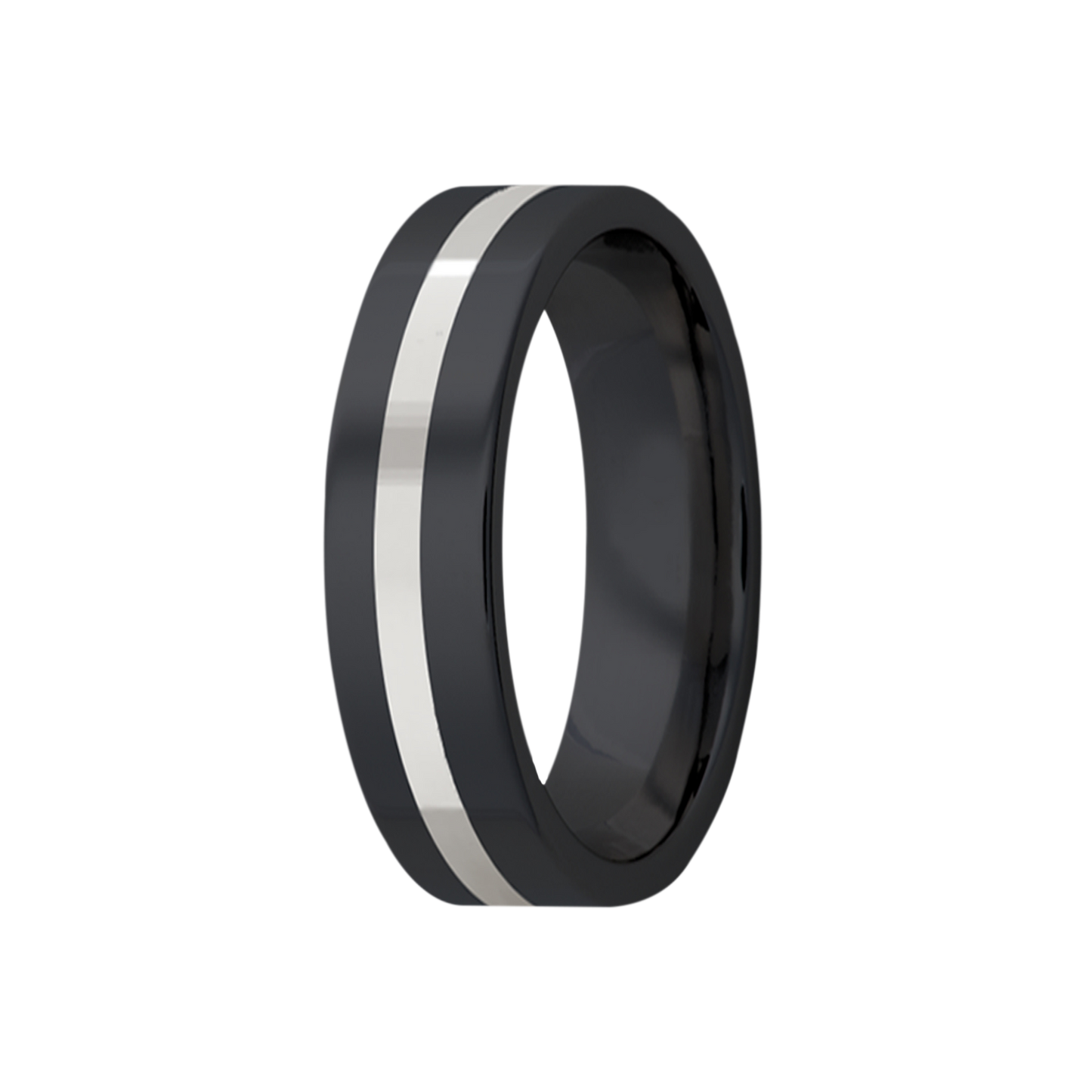 Zirconium Black Flat Comfort Fit Polished Ring