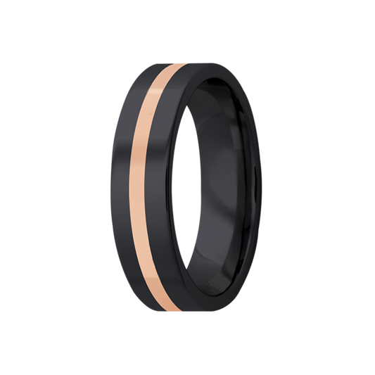 Zirconium Rose Gold Inlay Ring, Comfort Fit