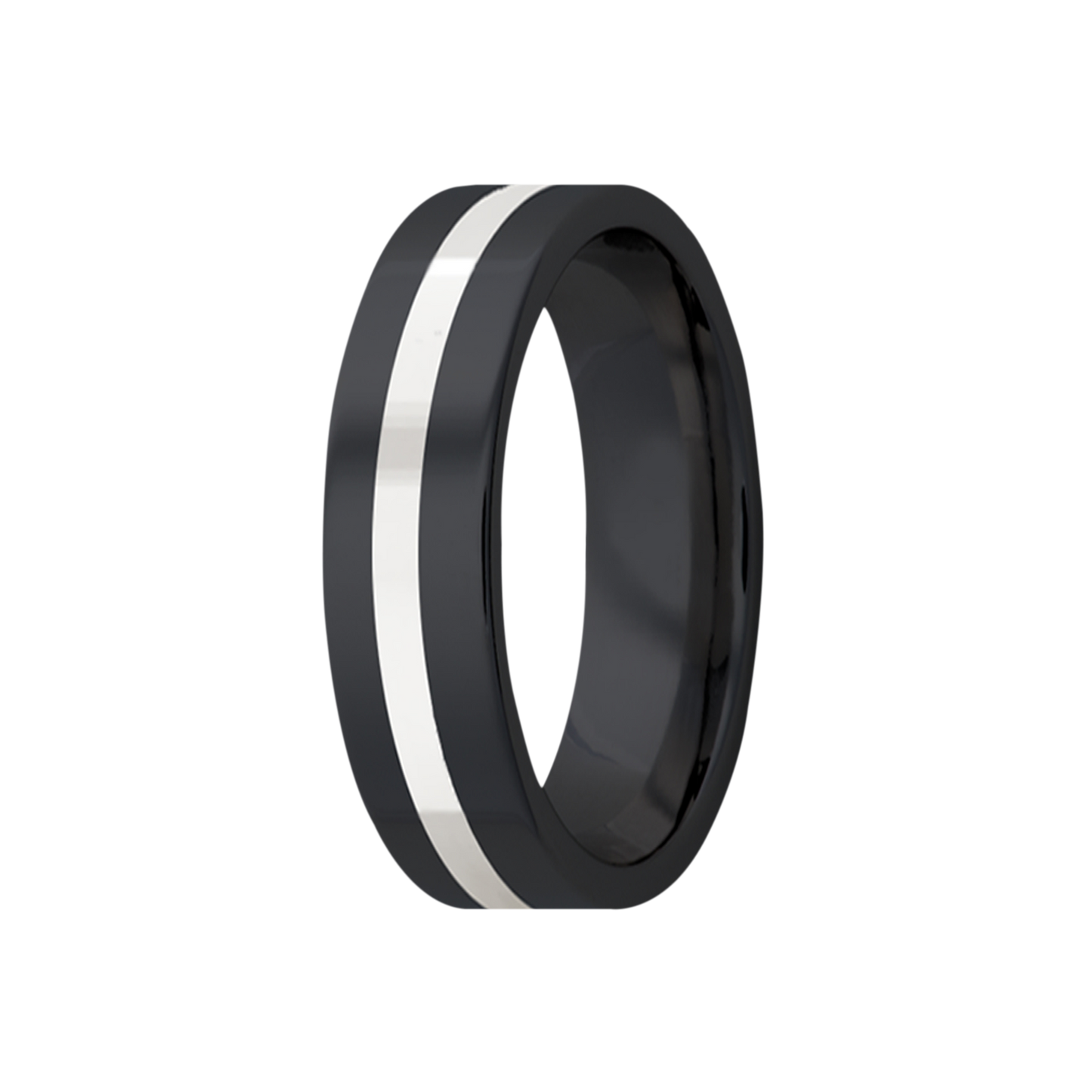 Zirconium Comfort Fit Polished Ring with Silver