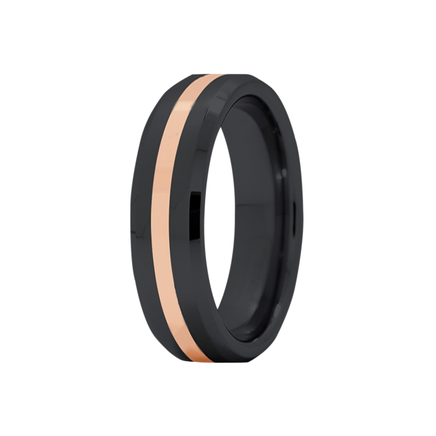 Zirconium Rose Gold Inlay Comfort Fit Ring
