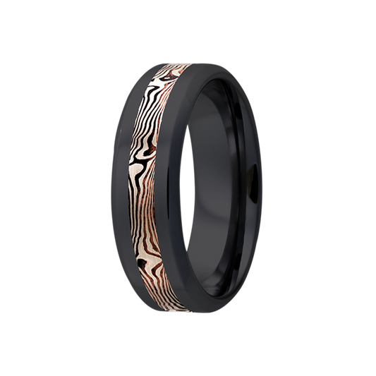 Zirconium Shakudo Beveled Comfort Fit Polished Ring