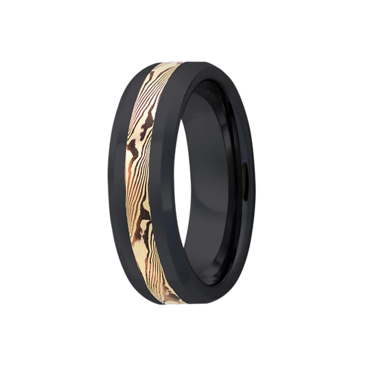 Zirconium Shakudo Beveled Comfort Fit Polished Ring