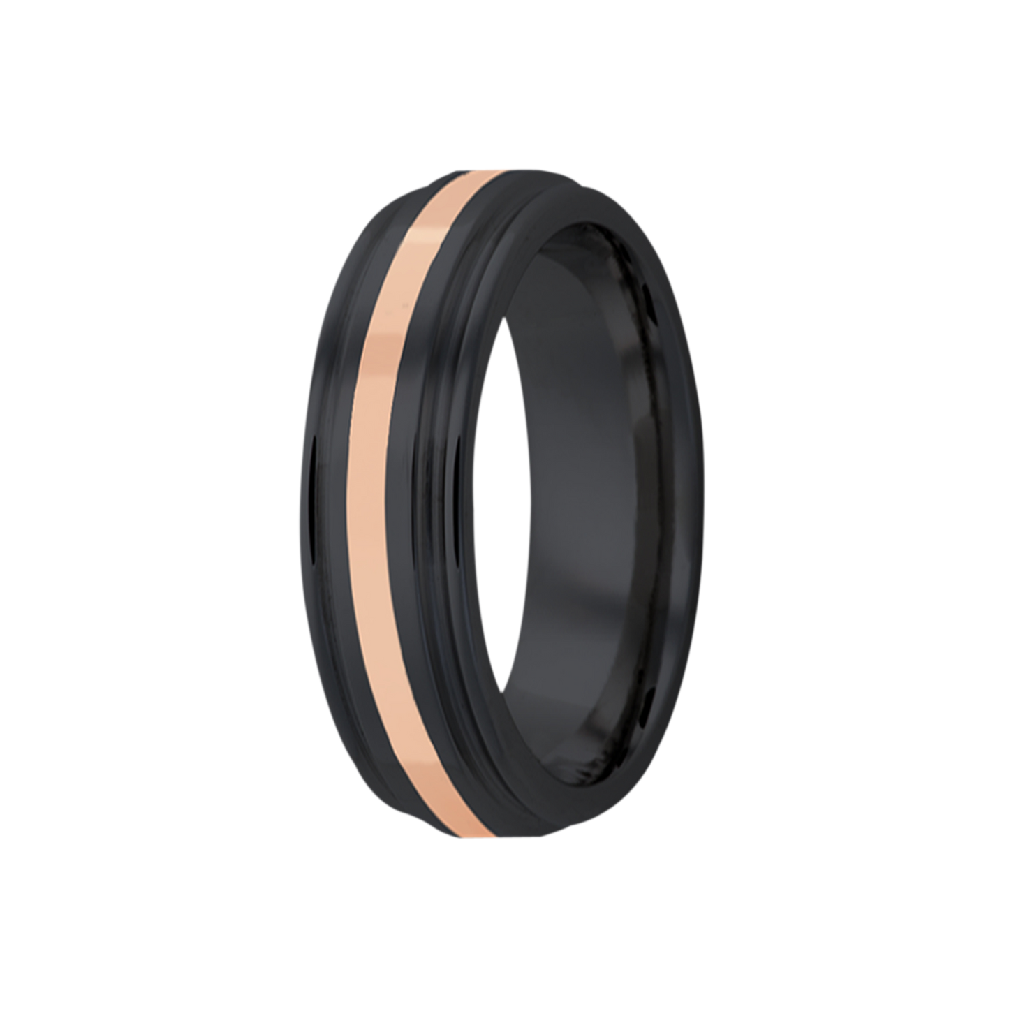 Zirconium Rose Gold Inlay Comfort Fit Ring