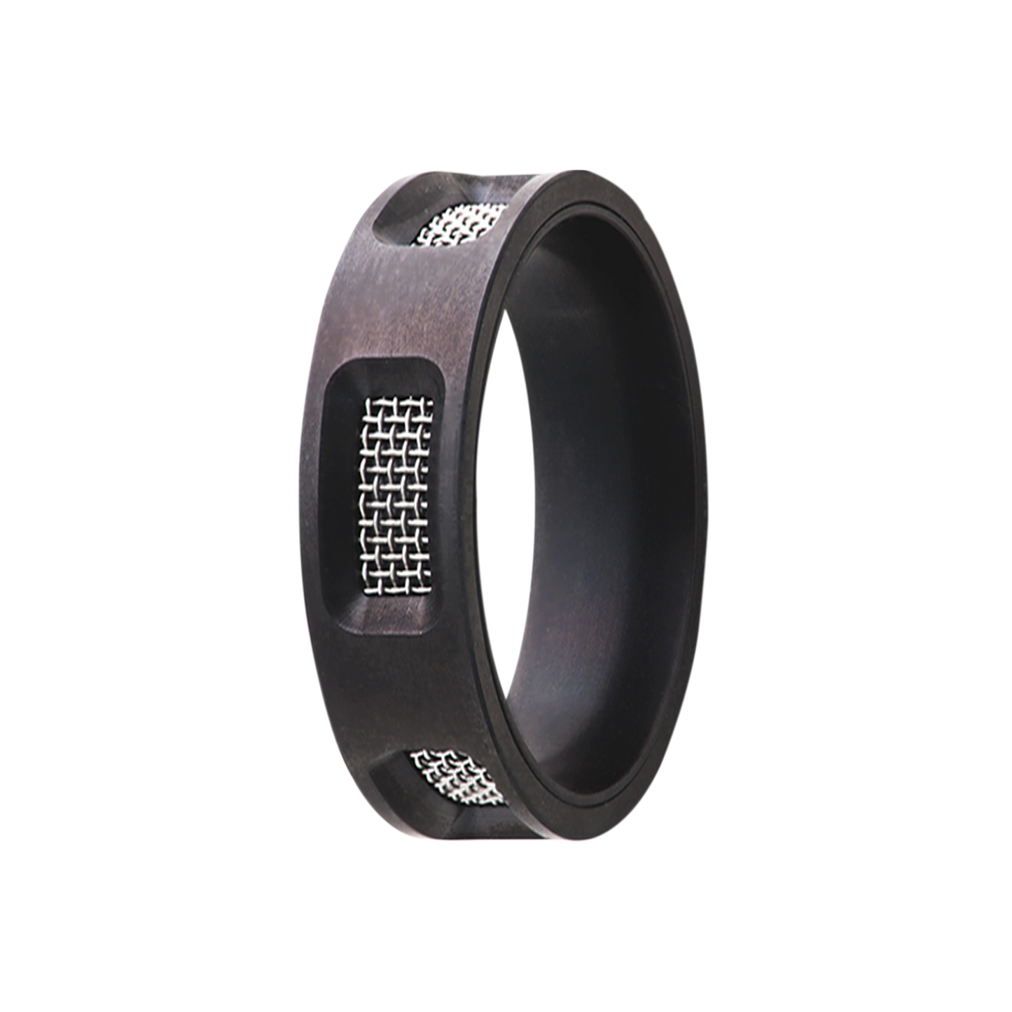 Zirconium Mesh Screen Ring - Satin Finish
