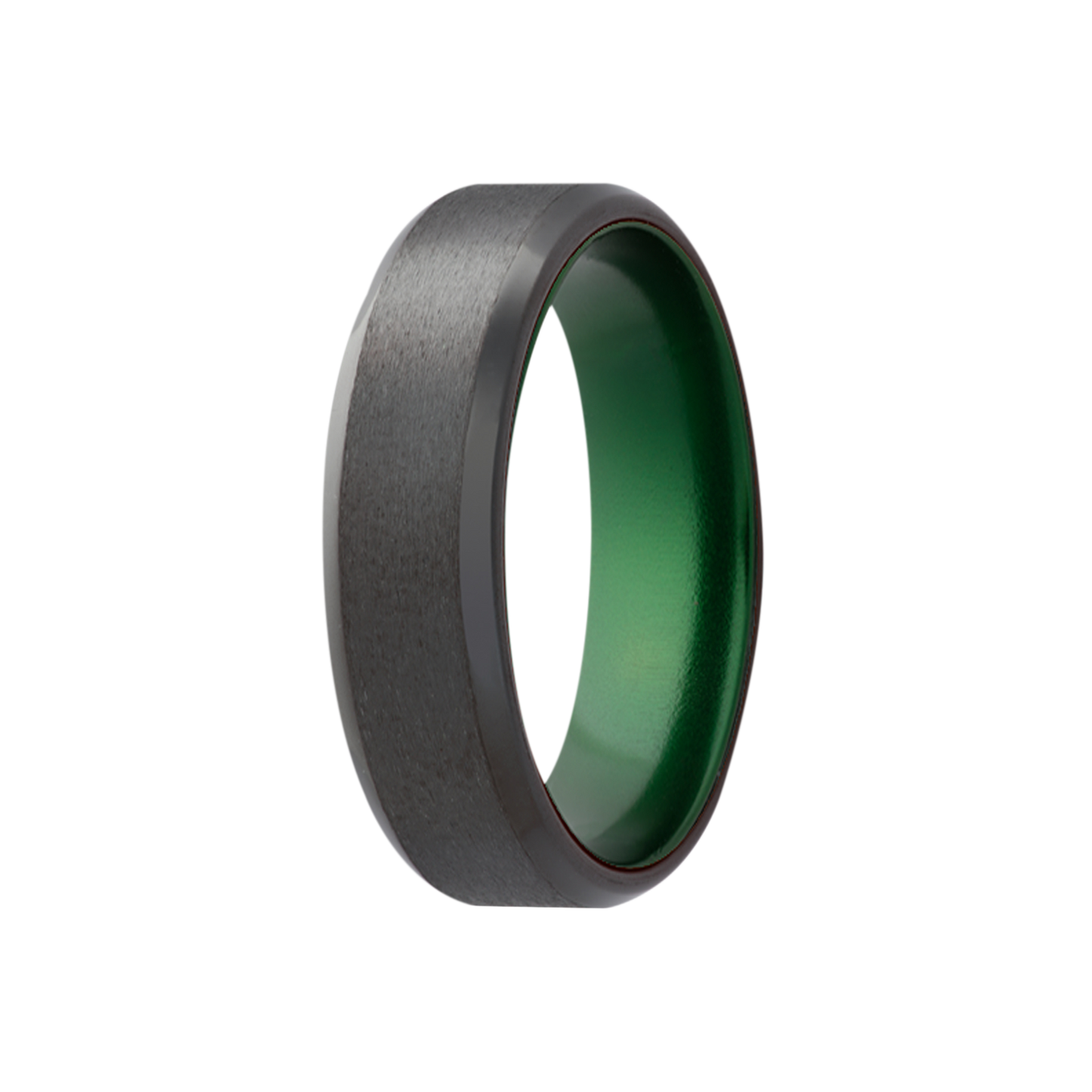Zirconium Comfort Fit Ring with Green Sleeve