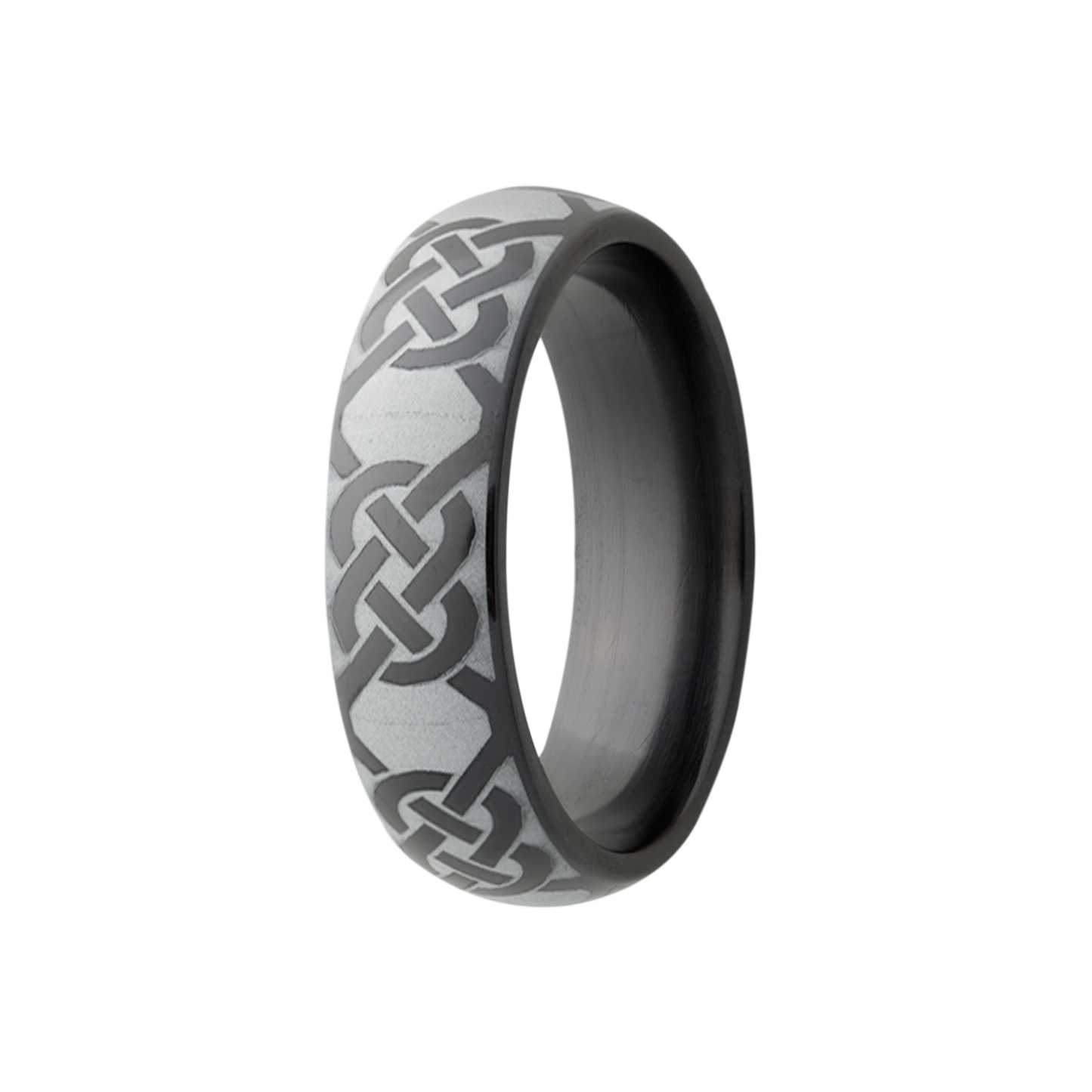 Zirconium Comfort Fit Polished Ring with Celtic Cross