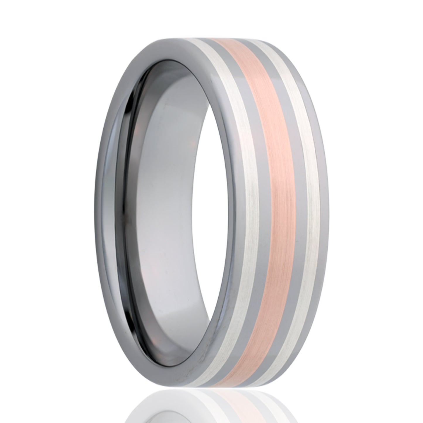 Cobalt Rose Inlay Ring Comfort Fit Polished