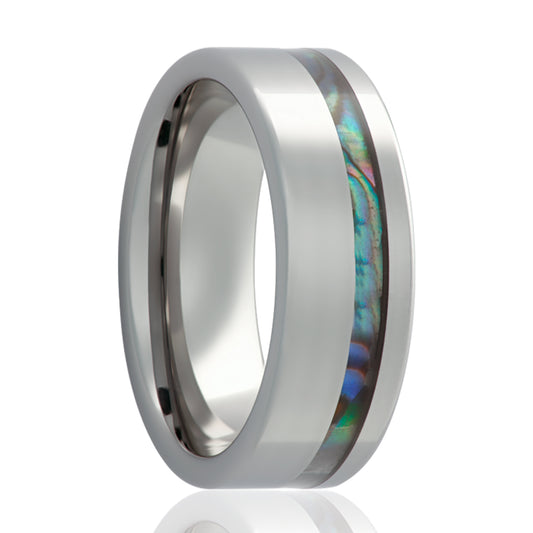 Cobalt Comfort Fit Polished Ring with Abalone