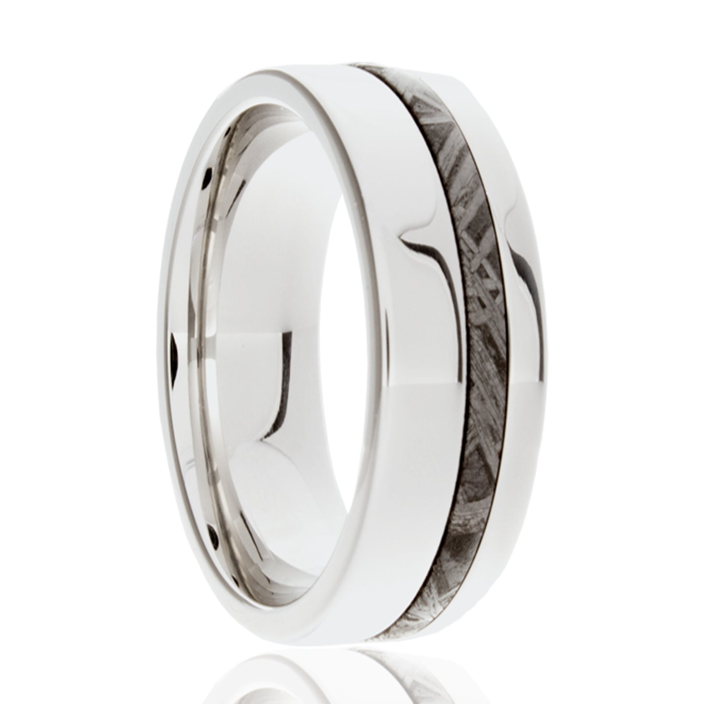 Cobalt Meteorite Inlay Ring - Polished Finish