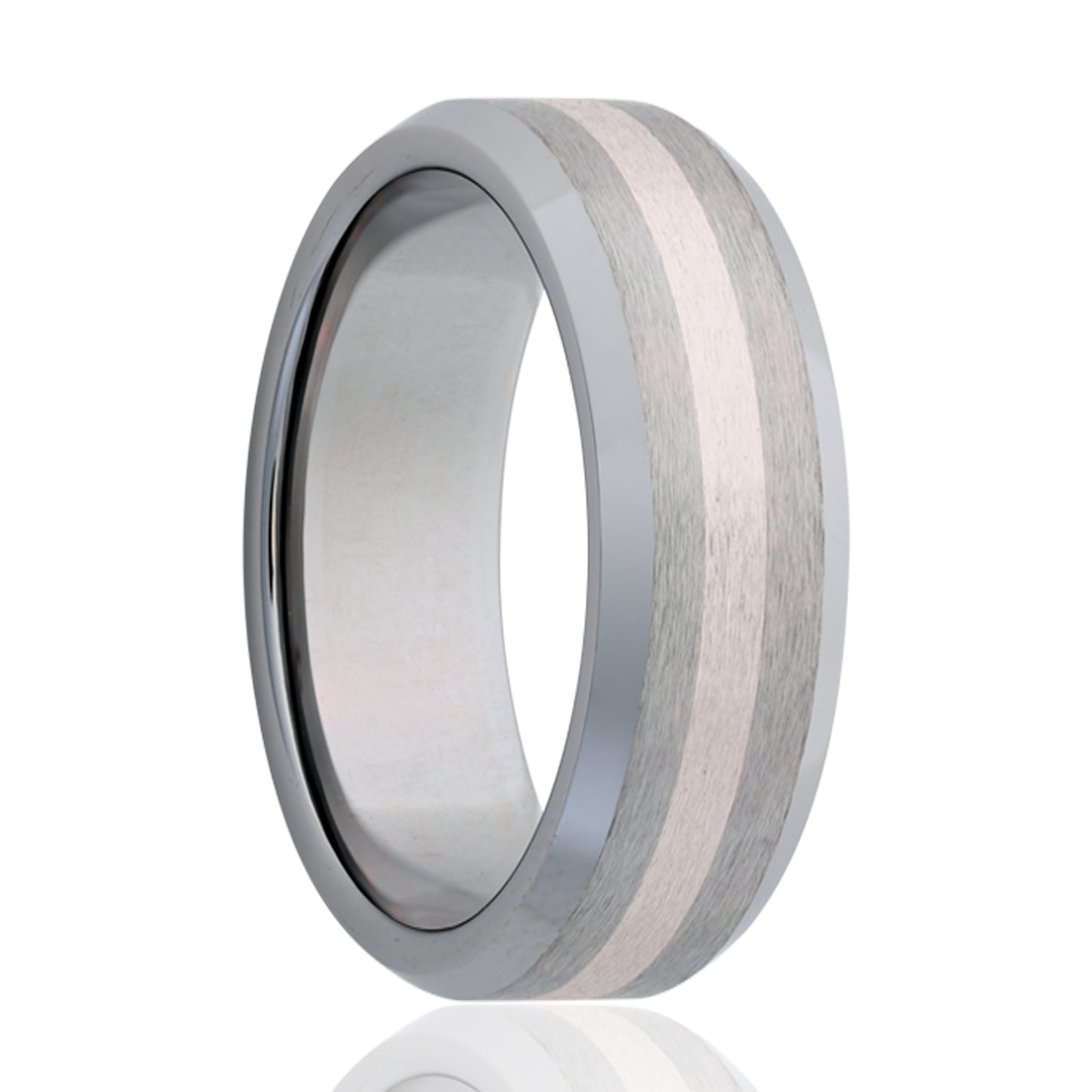Cobalt Comfort Fit Ring with Sterling Silver Inlay