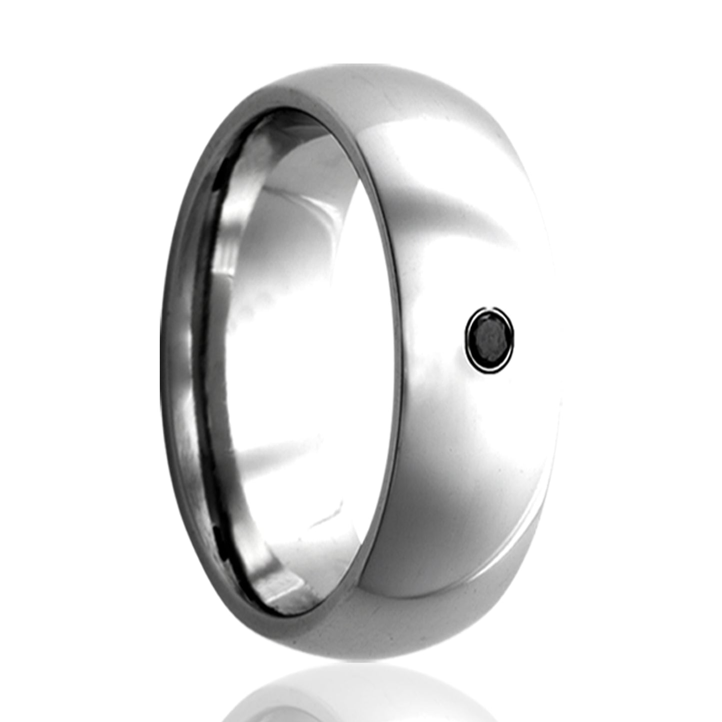 Cobalt Black Diamond Ring, Polished Dome Comfort Fit
