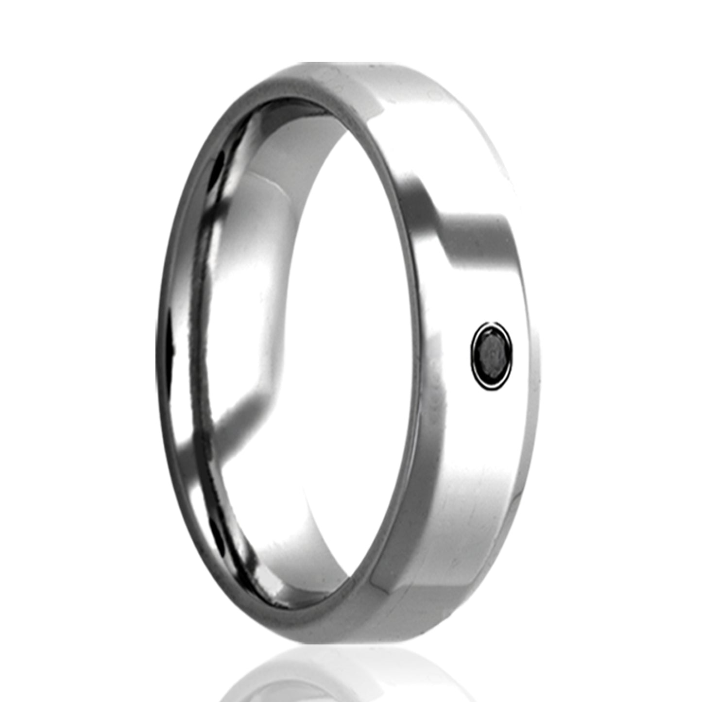 Cobalt Black Diamond Ring, Beveled Edge, Polished Finish