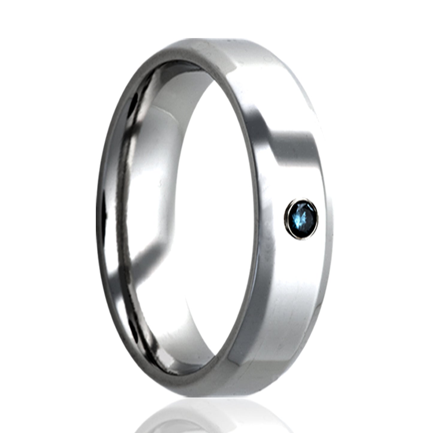 Cobalt Comfort Fit Ring with Sapphire Accent