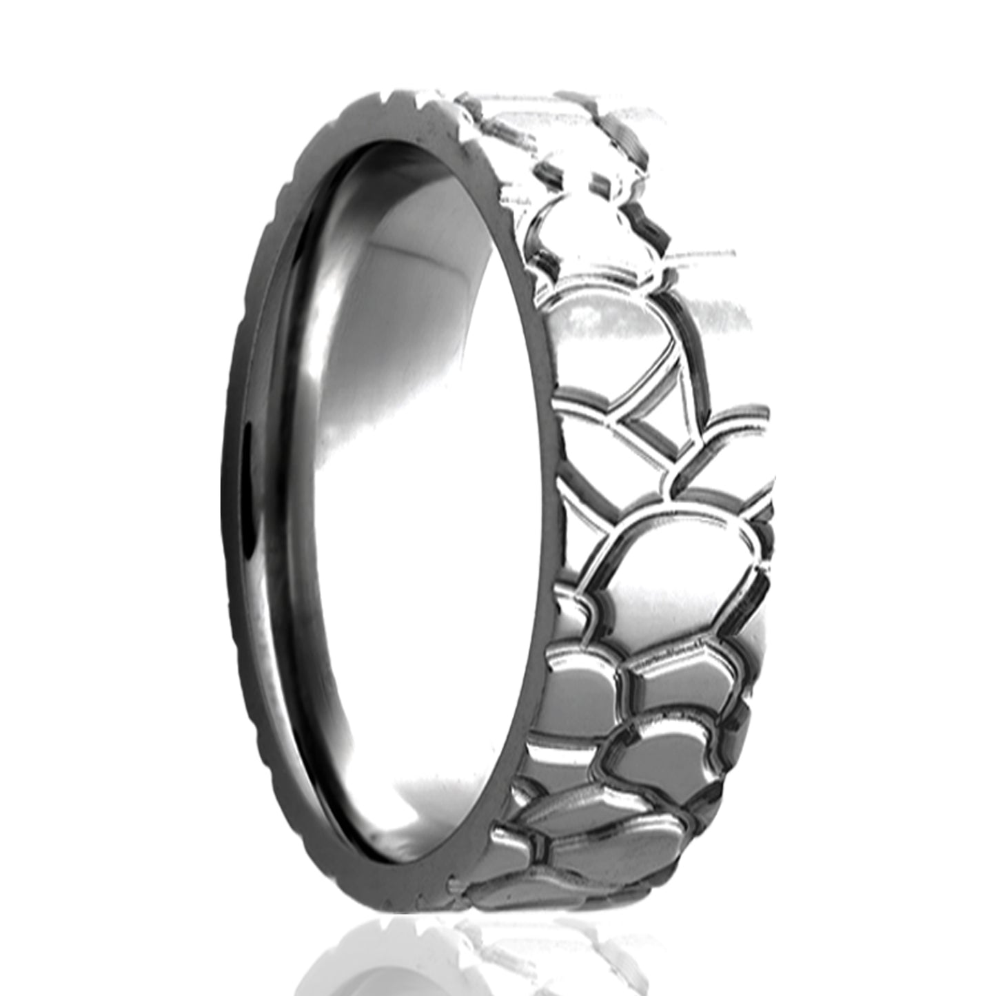 Titanium Comfort Fit Polished Milled Pattern Ring