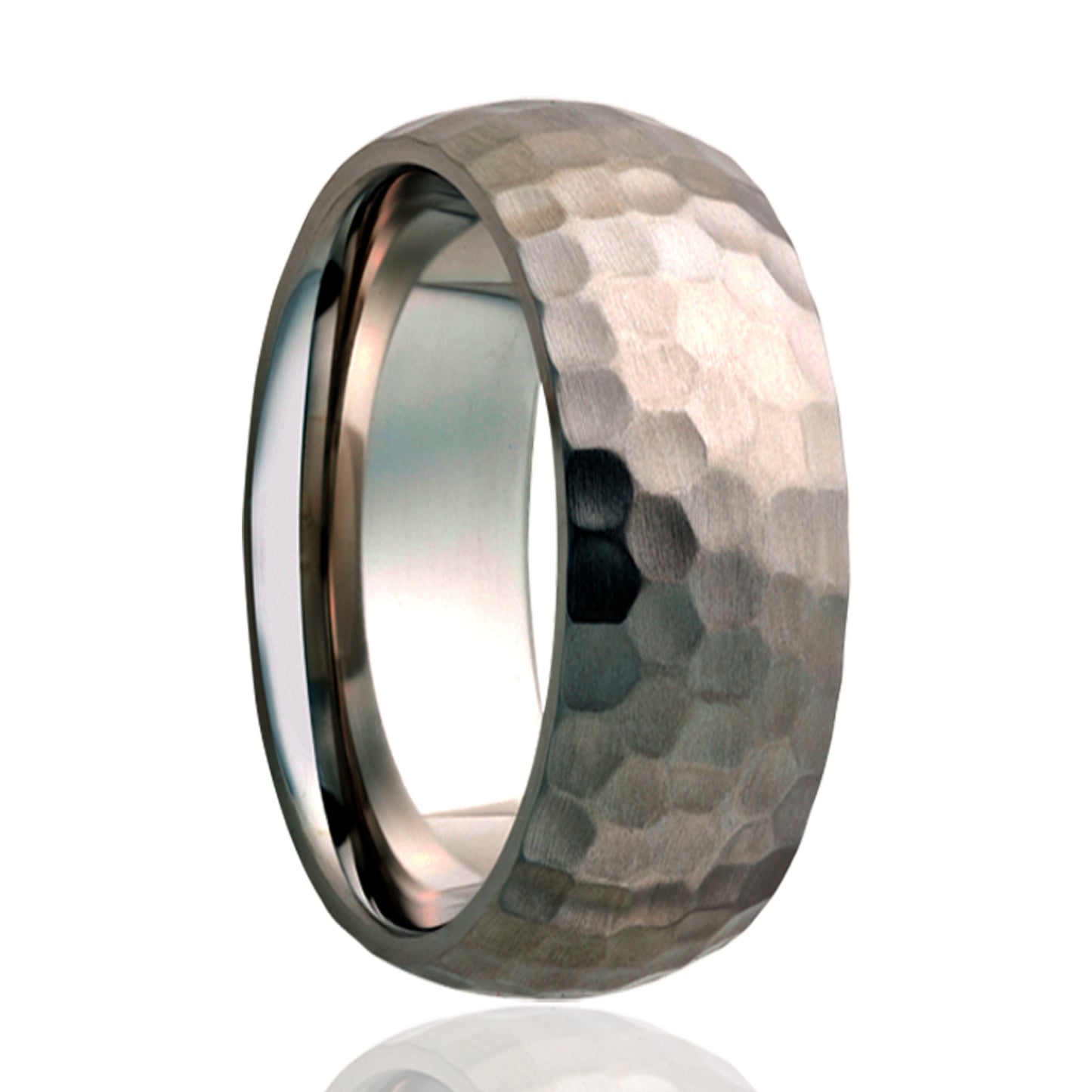 Titanium Hammered Dome Comfort Fit Ring