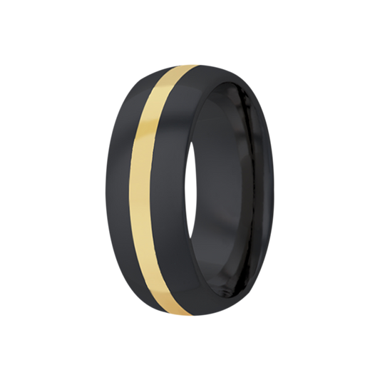 Zirconium Yellow Gold Dome Comfort Fit Polished Ring