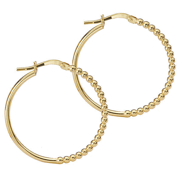 Italian 14kt Gold Plated Bead Hoops