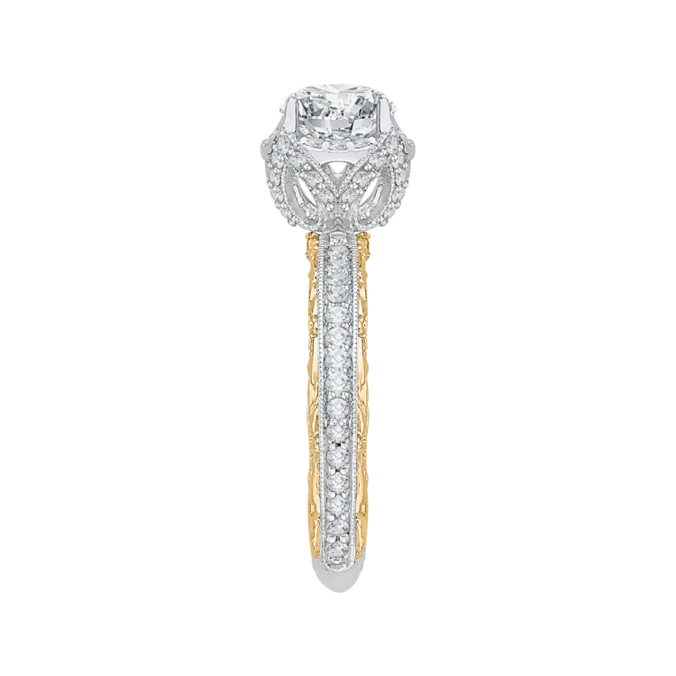 14K Two-Tone Gold Round Diamond Engagement Ring with Euro Shank (Semi-Mount)