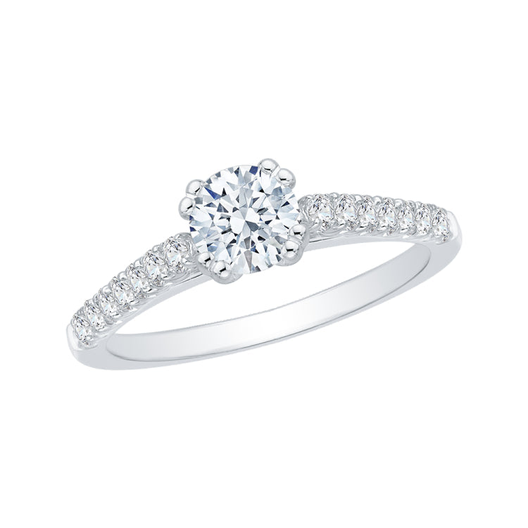 14K White Gold Round Diamond Cathedral Style Engagement Ring