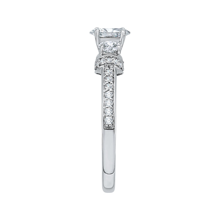 14K White Gold Oval Diamond Three-Stone Engagement Ring