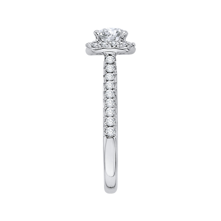 14K White Gold Cushion Cut Diamond Halo Engagement Ring