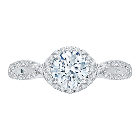 Round Diamond Engagement Ring In 14K White Gold with Split Shank (Semi-Mount)