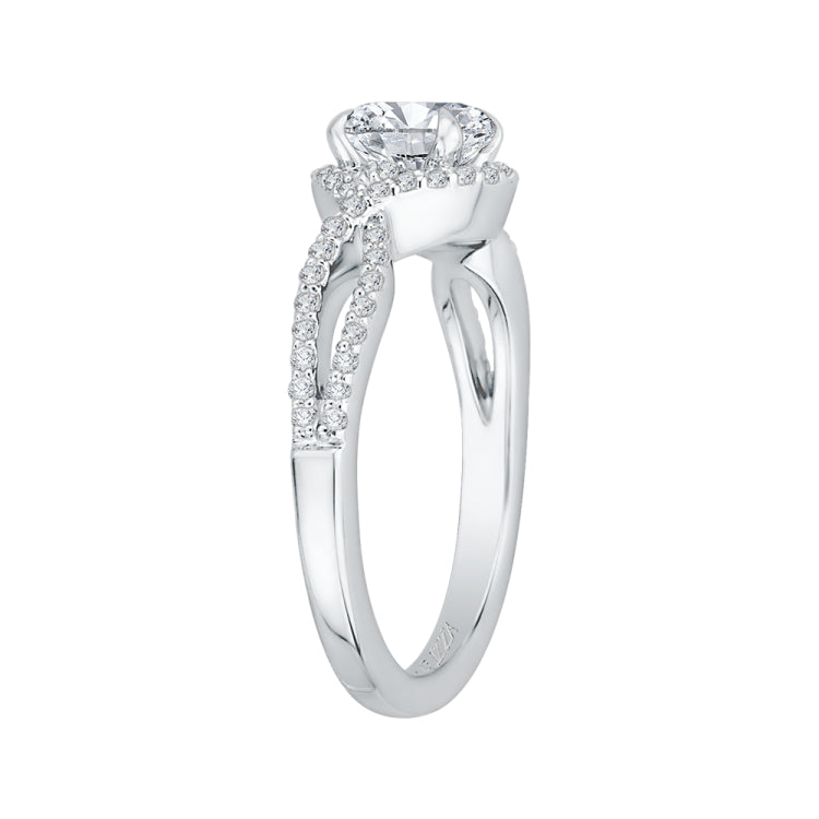 Round Diamond Engagement Ring In 14K White Gold with Split Shank (Semi-Mount)
