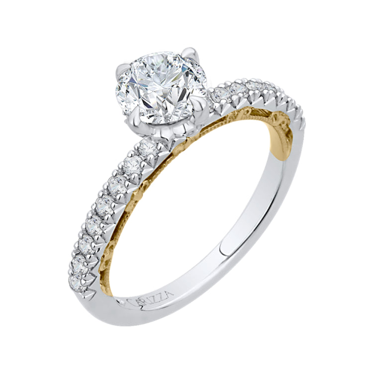 14K Two-Tone Gold Round Diamond Engagement Ring (Semi-Mount)
