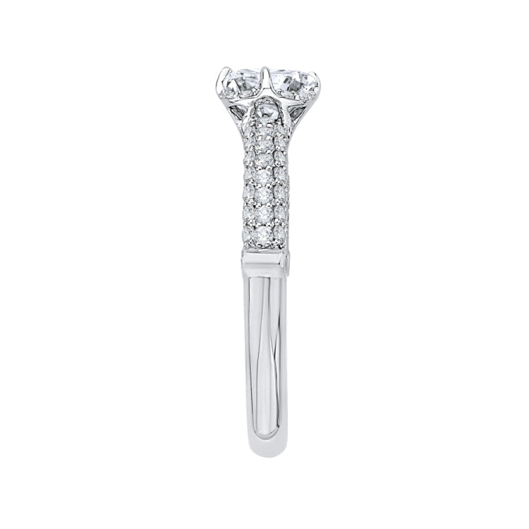 14K White Gold Round Diamond Cathedral Style Engagement Ring (Semi-Mount)