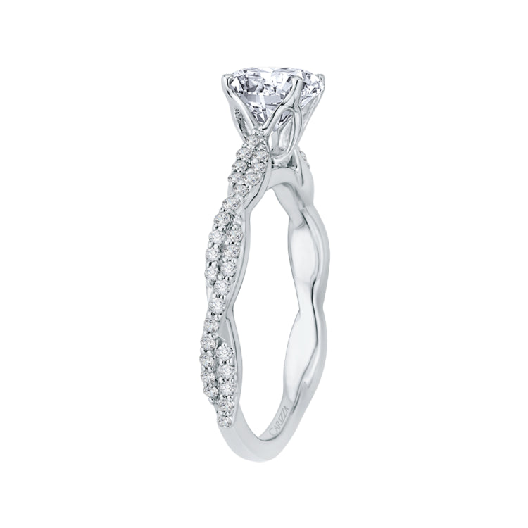 14K White Gold Round Diamond Engagement Ring (Semi-Mount)
