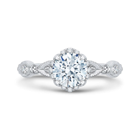 Round Diamond Engagement Ring In 14K White Gold (Semi-Mount)